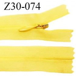 Fermeture zip 30 cm non séparable couleur jaune poussin largeur 2.5 cm zip nylon invisible prix à l'unité