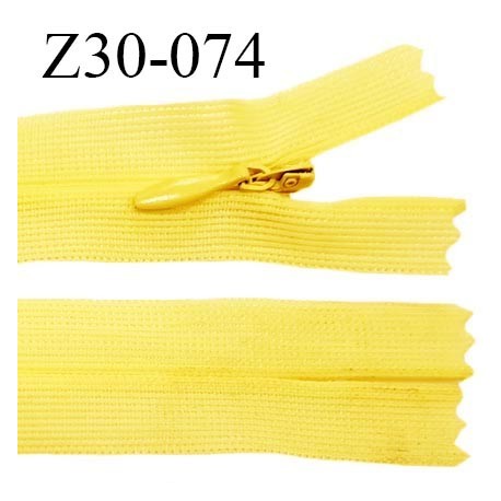 Fermeture zip 30 cm non séparable couleur jaune poussin largeur 2.5 cm zip nylon invisible prix à l'unité