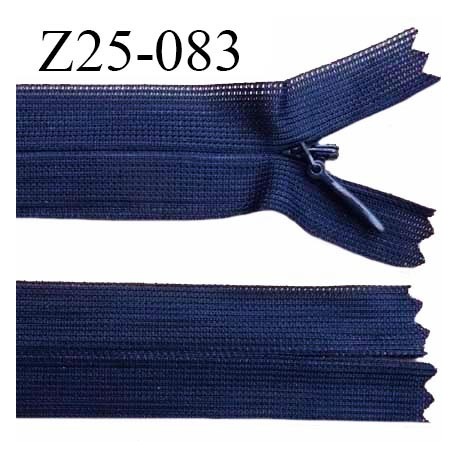 Fermeture zip 25 cm non séparable couleur bleu avec glissière nylon invisible prix à l'unité