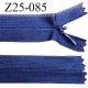 Fermeture zip 25 cm non séparable couleur bleu avec glissière nylon invisible prix à l'unité