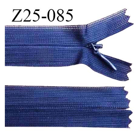 Fermeture zip 25 cm non séparable couleur bleu avec glissière nylon invisible prix à l'unité