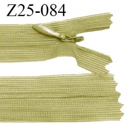 Fermeture zip 25 cm non séparable couleur vert caca d'oie avec glissière nylon invisible prix à l'unité