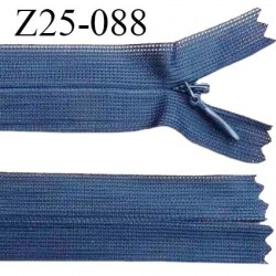 Fermeture zip 25 cm non séparable couleur bleu avec glissière nylon invisible prix à l'unité