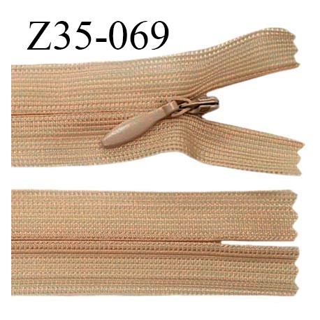 Fermeture zip 35 cm non séparable couleur caramel largeur 2.5 cm zip nylon invisible longueur 35 cm largeur 5 mm prix à l'unité