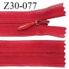Fermeture zip 30 cm non séparable couleur rose cerise largeur 2.5 cm zip nylon invisible prix à l'unité