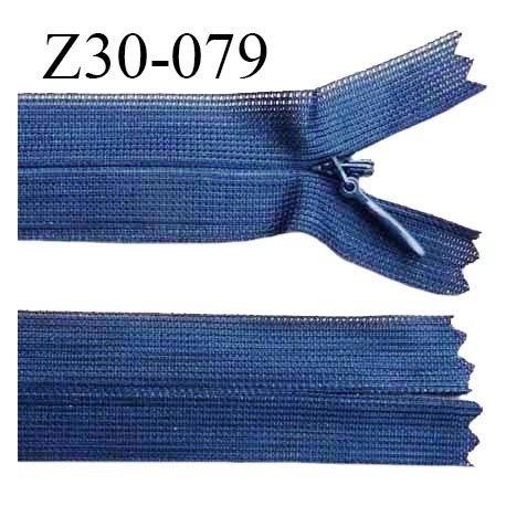 Fermeture zip 30 cm non séparable couleur bleu largeur 2.5 cm zip nylon invisible prix à l'unité