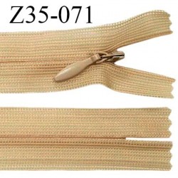 Fermeture zip 35 cm non séparable couleur beige foncé largeur 2.5 cm zip nylon invisible prix à l'unité