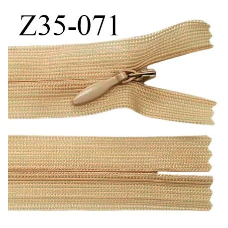 Fermeture zip 35 cm non séparable couleur beige foncé largeur 2.5 cm zip nylon invisible prix à l'unité