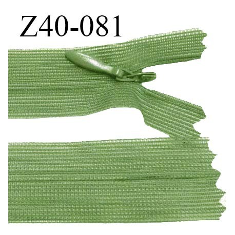 Fermeture zip 40 cm non séparable couleur vert zip glissière nylon invisible longueur 40 cm largeur 22 mm prix à l'unité