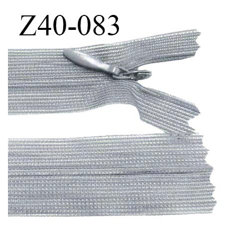 Fermeture zip 40 cm non séparable couleur gris zip glissière nylon invisible longueur 40 cm prix à l'unité