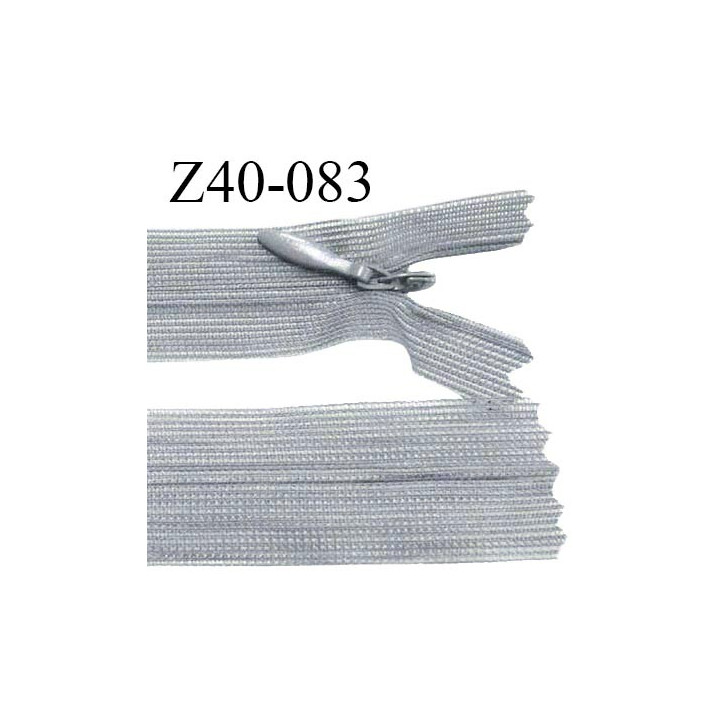 Fermeture zip 40 cm non séparable couleur gris zip glissière nylon invisible longueur 40 cm prix à l'unité