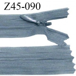 Fermeture zip 45 cm non séparable couleur bleu gris zip glissière nylon invisible largeur 5 mm longueur 45 cm prix à l'unité