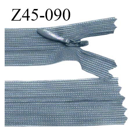 Fermeture zip 45 cm non séparable couleur bleu gris zip glissière nylon invisible largeur 5 mm longueur 45 cm prix à l'unité