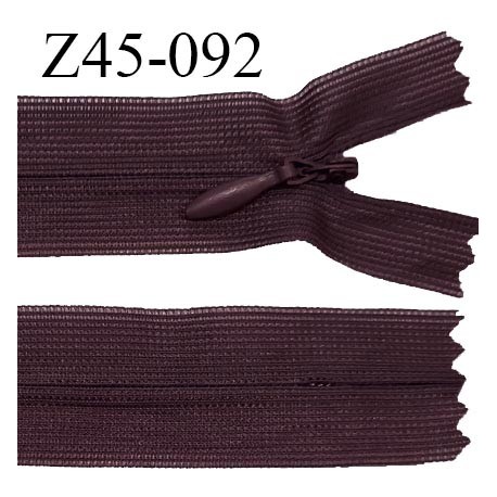 Fermeture zip 45 cm non séparable couleur prune foncé gris zip glissière nylon invisible longueur 45 cm prix à l'unité
