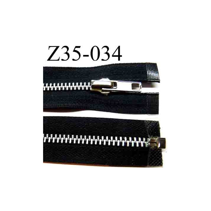 fermeture éclair longueur 35 cm couleur noir séparable  largeur 3 cm zip glissière métal largeur du zip 6 mm