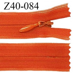 Fermeture zip 40 cm non séparable couleur orange carotte zip glissière nylon invisible longueur 40 cm prix à l'unité