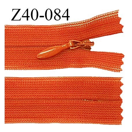 Fermeture zip 40 cm non séparable couleur orange carotte zip glissière nylon invisible longueur 40 cm prix à l'unité