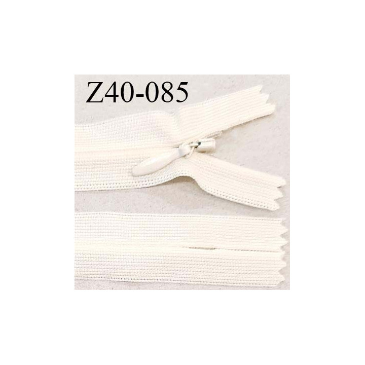 Fermeture zip 40 cm non séparable couleur écru zip glissière nylon invisible largeur 5 mm longueur 40 cm prix à l'unité