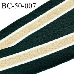 Bord-Côte 50 mm bord cote jersey maille synthétique couleur vert sapin naturel et doré largeur 5 cm prix à la pièce