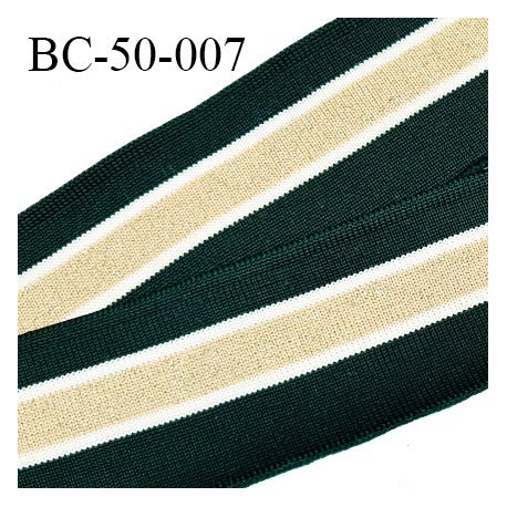 Bord-Côte 50 mm bord cote jersey maille synthétique couleur vert sapin naturel et doré largeur 5 cm prix à la pièce