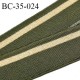 Bord-Côte 35 mm bord cote jersey maille synthétique couleur kaki et doré largeur 3.5 cm longueur 100 cm prix à la pièce