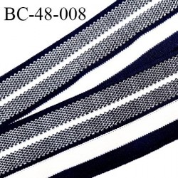 Bord-Côte 48 mm bord cote jersey maille synthétique couleur bleu marine et naturel largeur 4.8 cm prix à la pièce