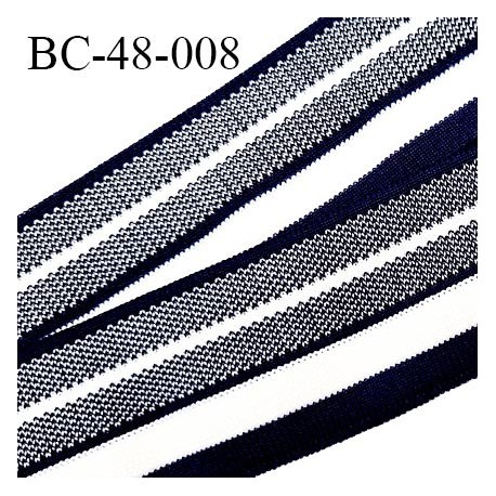 Bord-Côte 48 mm bord cote jersey maille synthétique couleur bleu marine et naturel largeur 4.8 cm prix à la pièce