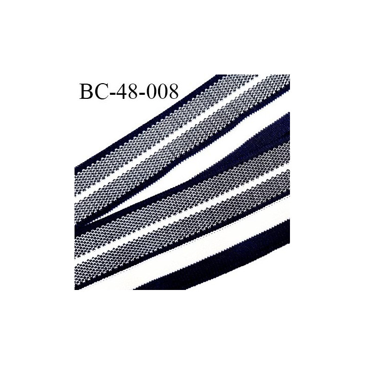 Bord-Côte 48 mm bord cote jersey maille synthétique couleur bleu marine et naturel largeur 4.8 cm prix à la pièce
