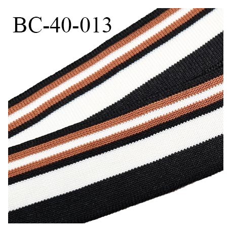 Bord-Côte 40 mm bord côte jersey maille synthétique couleur noir naturel et rouille largeur 4 cm longueur 100 cm prix à la pièce