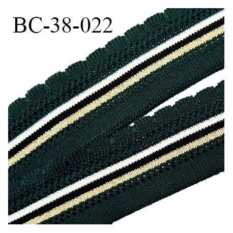 Bord-Côte 38 mm bord cote jersey maille synthétique couleur vert sapin noir naturel et doré prix à la pièce