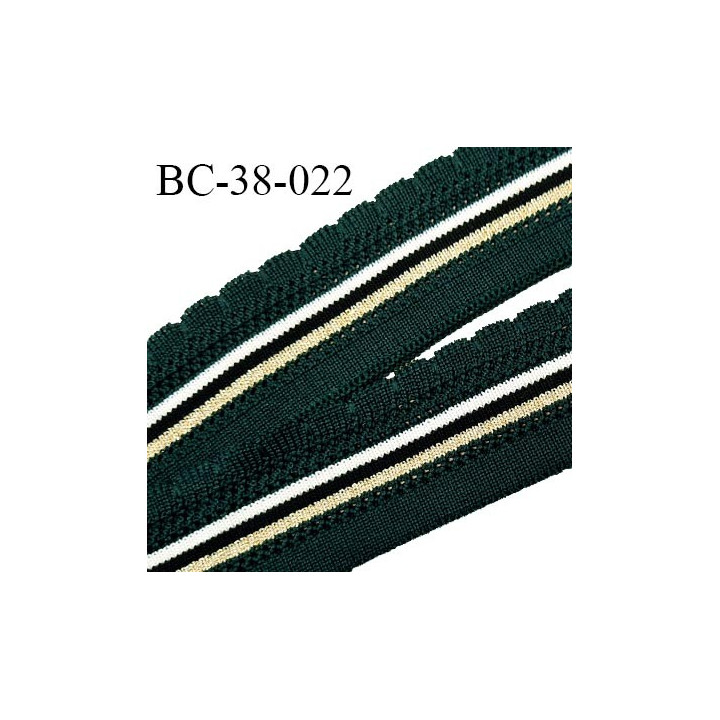 Bord-Côte 38 mm bord cote jersey maille synthétique couleur vert sapin noir naturel et doré prix à la pièce