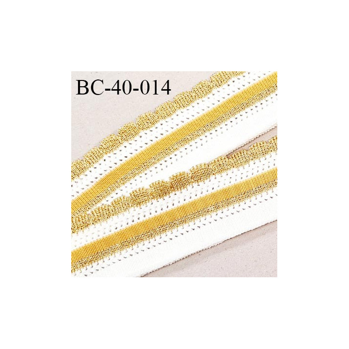 Bord-Côte 40 mm bord côte jersey maille synthétique couleur naturel jaune et doré largeur 4 cm longueur 100 cm prix à la pièce