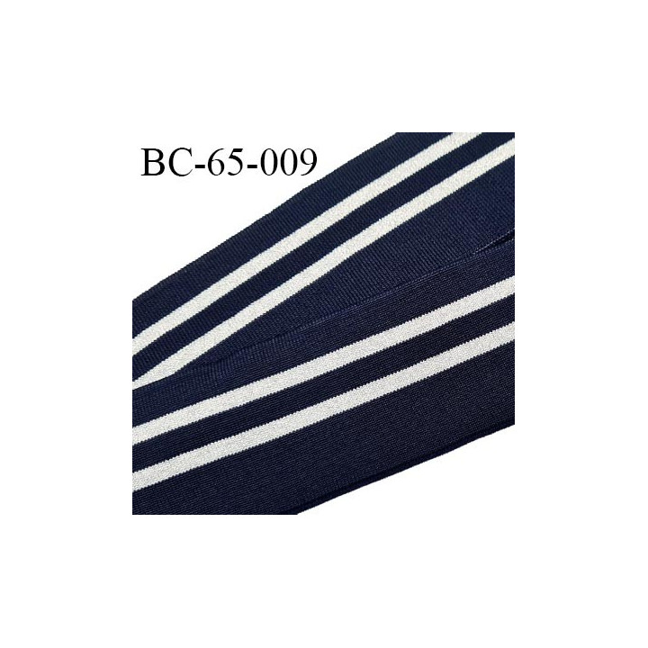 Bord-Côte 65 mm bord cote jersey maille synthétique couleur bleu marine et argenté pailleté prix à la pièce