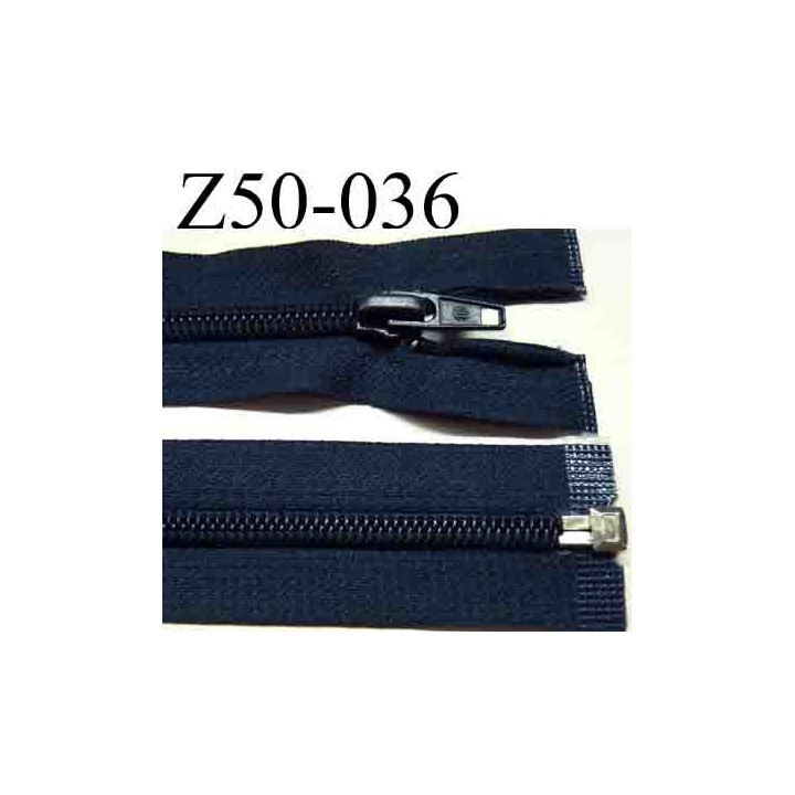 fermeture éclair  longueur 50 cm couleur bleu séparable  largeur 3.2 cm zip glissière nylon largeur du zip 6 mm