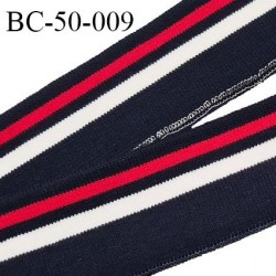 Bord-Côte 50 mm bord cote jersey maille synthétique couleur bleu marine rouge et blanc prix à la pièce