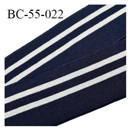 Bord-Côte 55 mm bord cote jersey maille synthétique couleur bleu marine et argent pailleté prix à la pièce