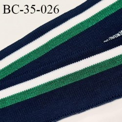 Bord-Côte 35 mm bord cote jersey maille synthétique couleur bleu marine blanc et vert pailleté prix à la pièce
