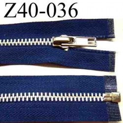 fermeture zip à glissière longueur 40 cm couleur bleu séparable largeur 3 cm zip glissière métal largeur du zip 6 mm