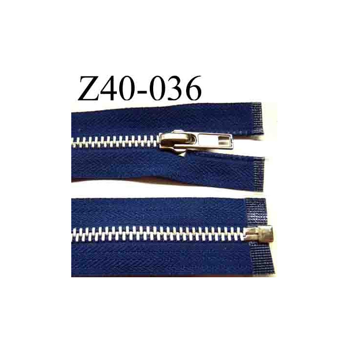 fermeture éclair  longueur 40 cm couleur bleu séparable  largeur 3 cm zip glissière nylon largeur du zip 6 mm