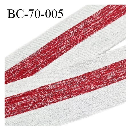 Bord-Côte 70 mm bord cote jersey maille synthétique couleur gris et rouge lurex argenté prix à la pièce
