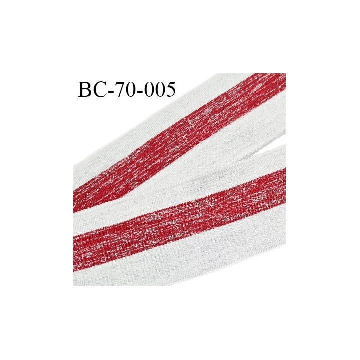 Bord-Côte 70 mm bord cote jersey maille synthétique couleur gris et rouge lurex argenté prix à la pièce