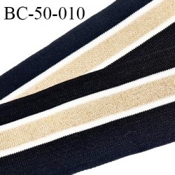 Bord-Côte 50 mm bord cote jersey maille synthétique couleur noir blanc et doré largeur 5 cm longueur 100 cm prix à la pièce