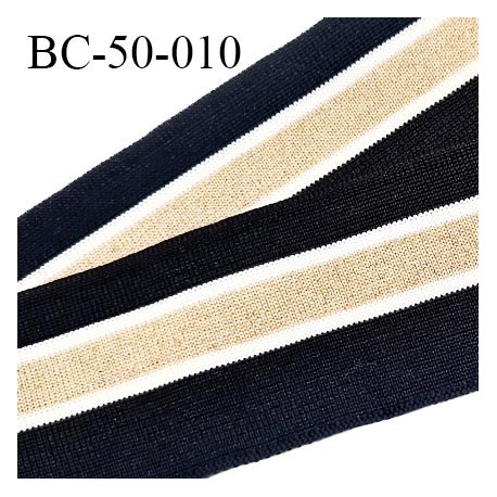 Bord-Côte 50 mm bord cote jersey maille synthétique couleur noir blanc et doré largeur 5 cm longueur 100 cm prix à la pièce