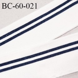 Bord-Côte 60 mm bord cote jersey maille synthétique couleur naturel et bleu marine pailleté prix à la pièce