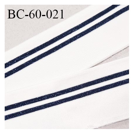 Bord-Côte 60 mm bord cote jersey maille synthétique couleur naturel et bleu marine pailleté prix à la pièce