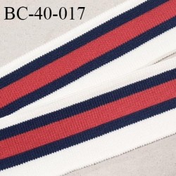 Bord-Côte 40 mm bord côte jersey maille synthétique couleur naturel bleu et rouge largeur 4 cm longueur 100 cm prix à la pièce
