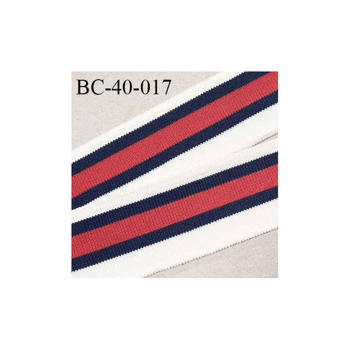 Bord-Côte 40 mm bord côte jersey maille synthétique couleur naturel bleu et rouge prix à la pièce