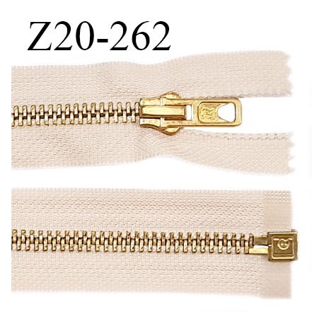 Fermeture zip 20 cm non séparable couleur beige rosé longueur 20 cm largeur 3 cm glissière métal largeur 7 mm prix à la pièce