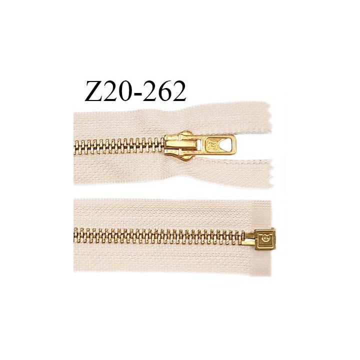 Fermeture zip 20 cm non séparable couleur beige rosé longueur 20 cm largeur 3 cm glissière métal largeur 7 mm prix à la pièce