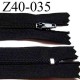 fermeture éclair longueur 40 cm couleur noir non séparable largeur 2.5 cm zip glissière nylon largeur du zip 4 mm